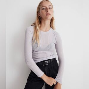 66- no014 sz xxs madewell Variegated Ribbed Crewneck Long-Sleeve Tee ???